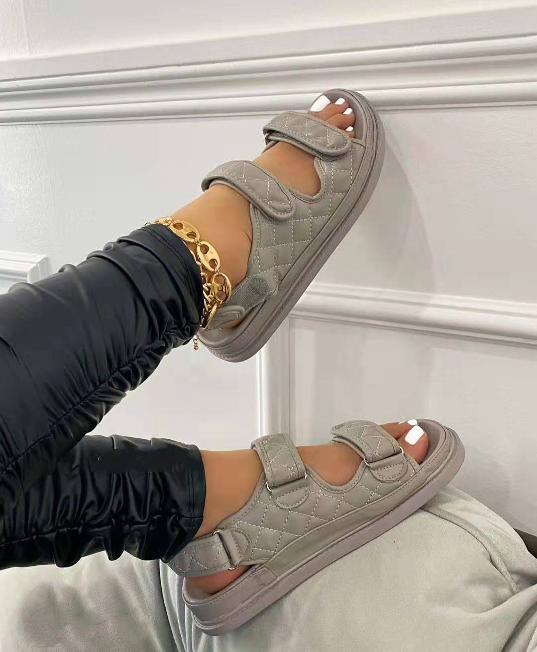 Orthopedic Platform Slide Sandals - Adjustable Double Strap Design