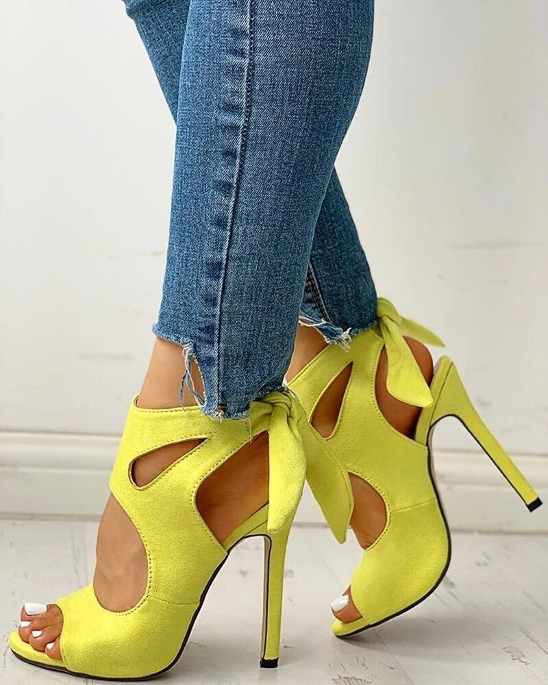 Orthopedic Heeled Sandals - Lace-Up Ankle Strap Design