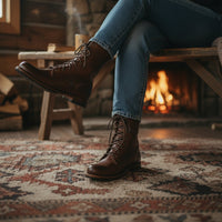 Anna | Women's Leather Lace-up Boots With Mid Shaft