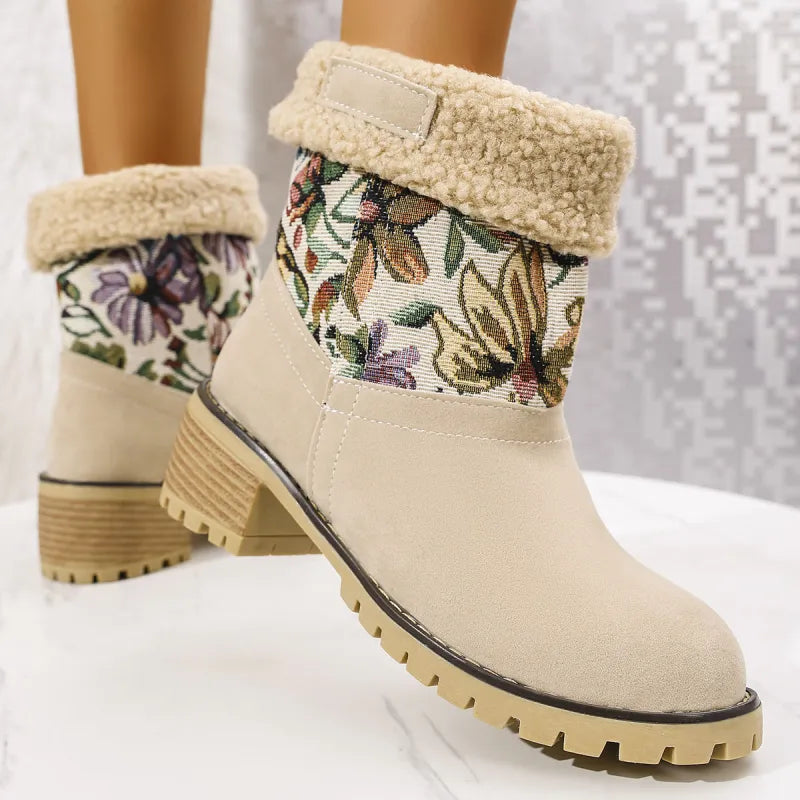 Grace | Embroidered Mid-Calf Winter Boots