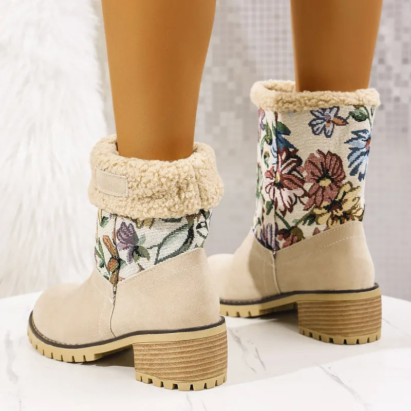 Grace | Embroidered Mid-Calf Winter Boots