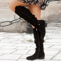 Lianne | Women's Suede High Boots With Low Heel