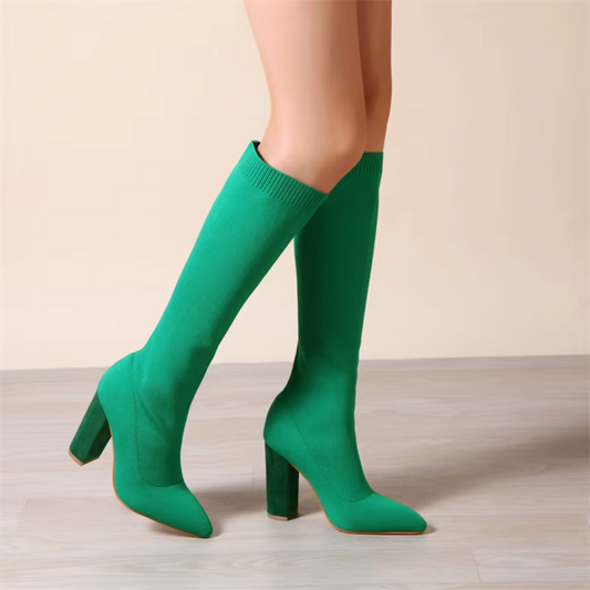 Charlotte | Women’s Winter High Heeled Knee-High Boots