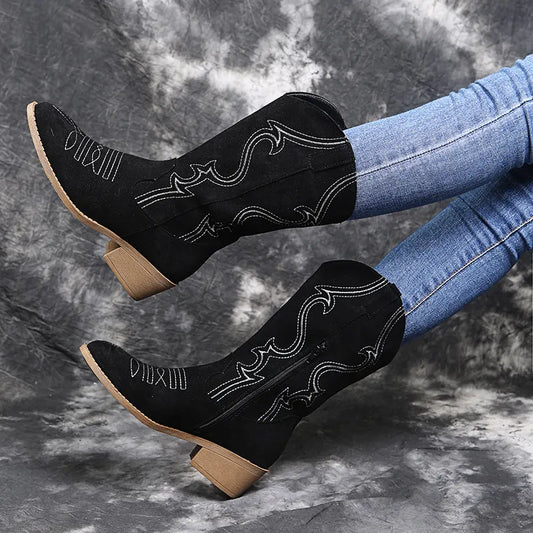 Nova | Women’s Fashion Plus Size Low Heel Leather Ankle Boots