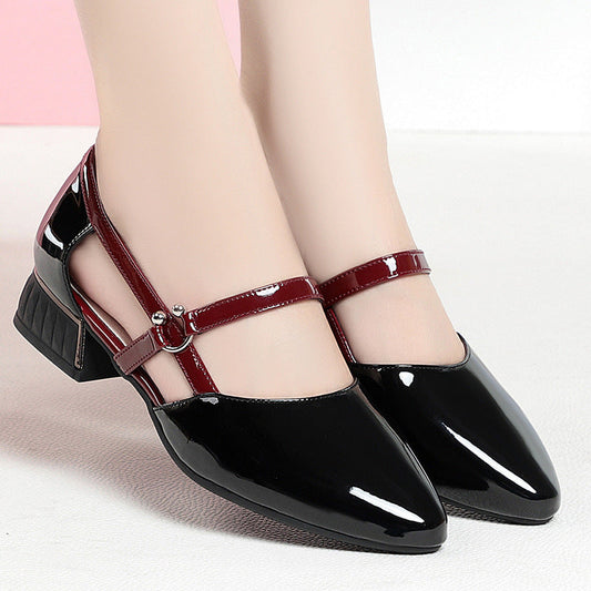 Rhea | Women’s Contrast Leather Hollow Sandals