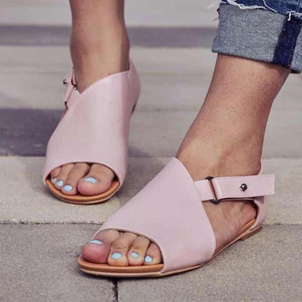 Orthopedic Leather Slide Sandals - Wide Band Open-Toe Design