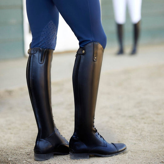 Ally | Leather Knee High Boots With Back Zipper