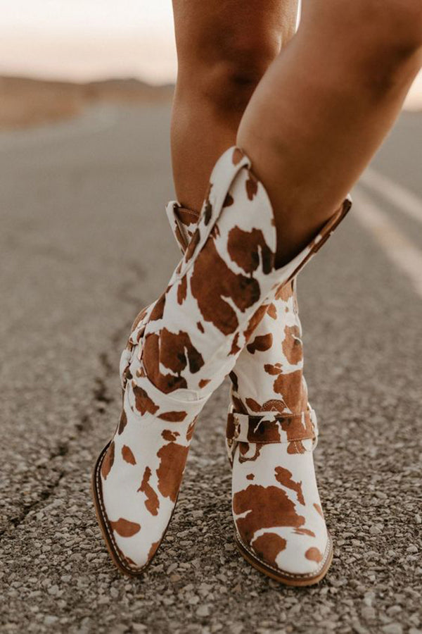 Clara | Women’s Trendy Western Boots with Belt Detail