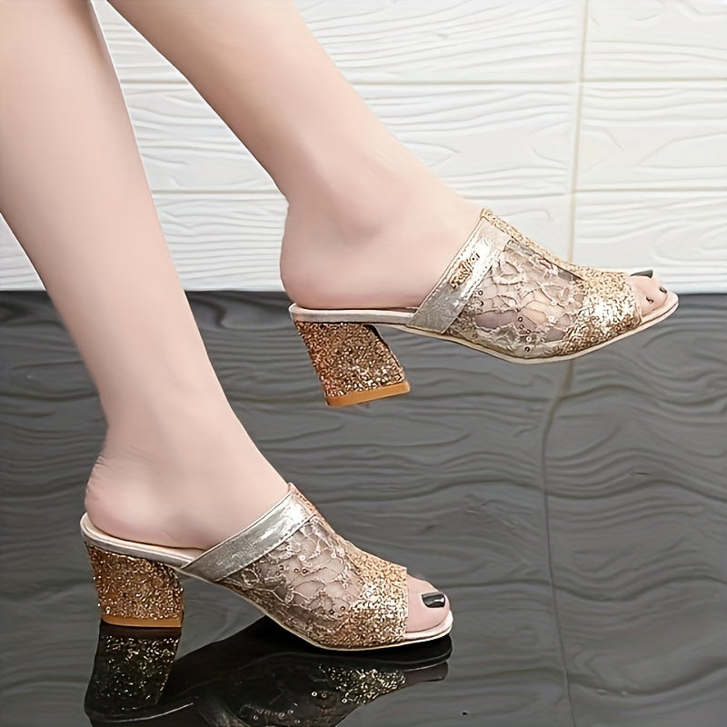Orthopedic Comfort Wedge Sandals - Rhinestone Slip-On Design