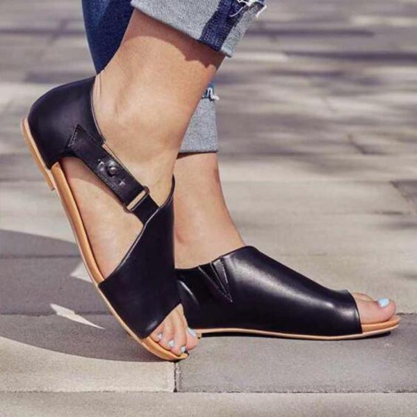 Orthopedic Leather Slide Sandals - Wide Band Open-Toe Design
