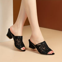 Orthopedic Comfort Wedge Sandals - Rhinestone Slip-On Design