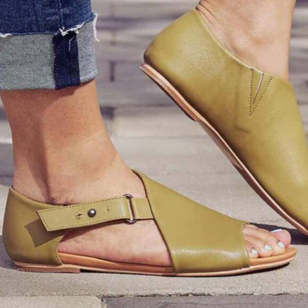 Orthopedic Leather Slide Sandals - Wide Band Open-Toe Design
