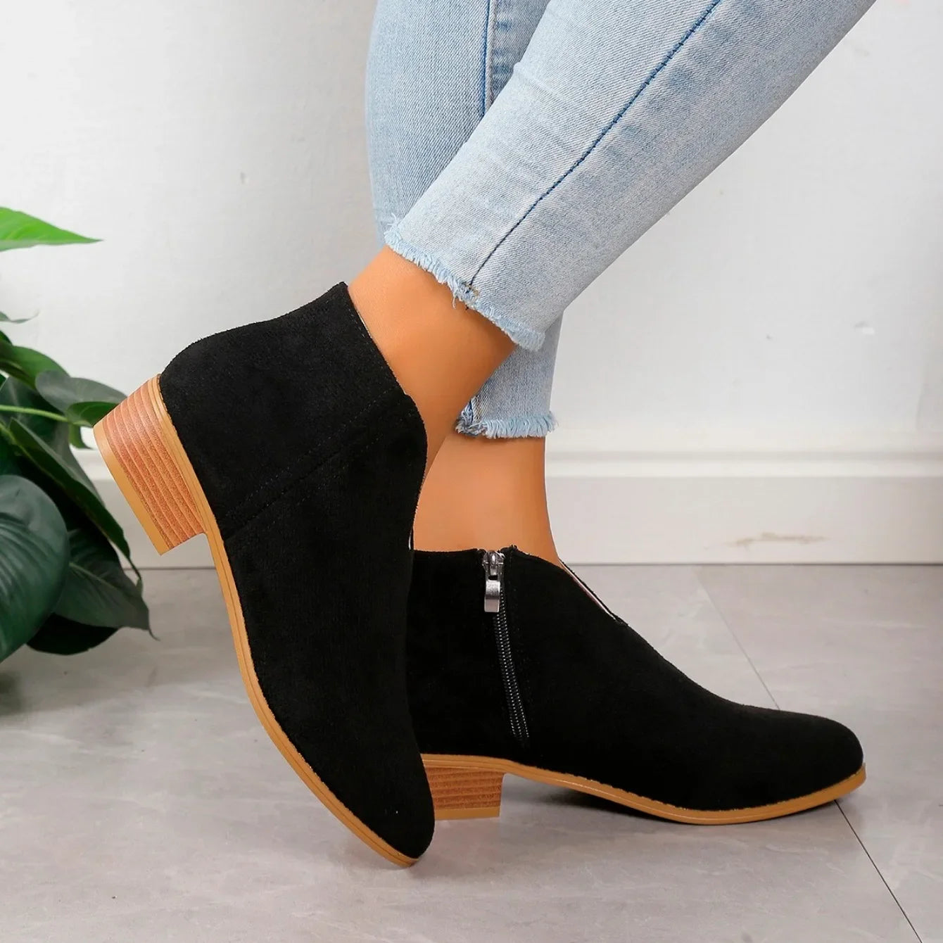 Camille | Women’s Leopard Print Ankle Boots with Zipper
