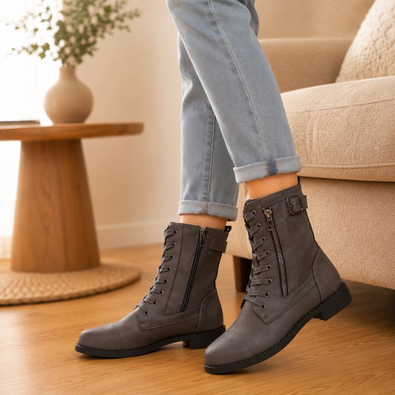 Giselle | Orthopedic Women痴 Lace-Up Side-Zip Western Boots