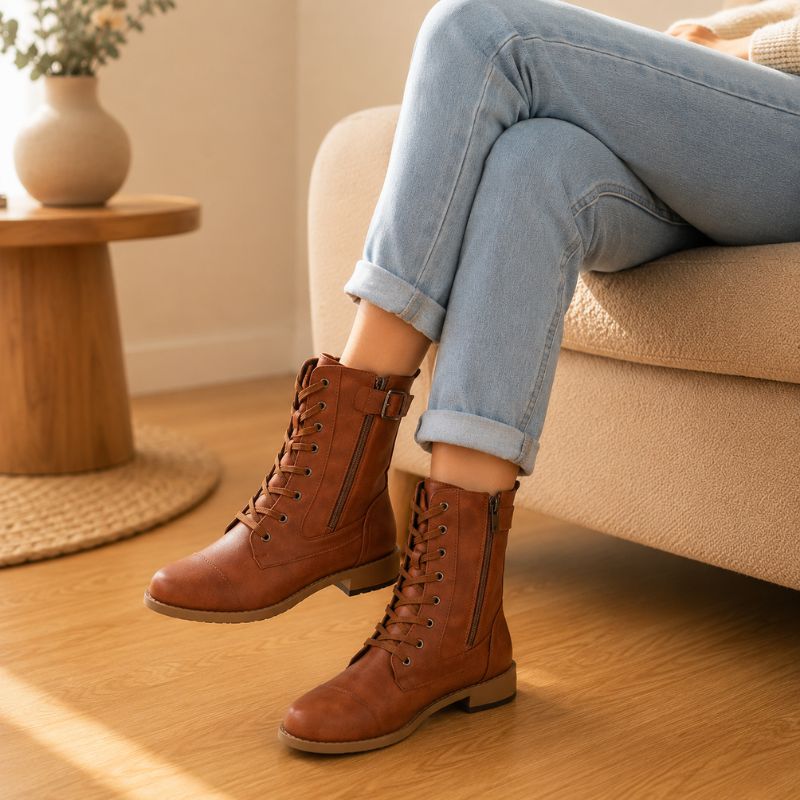 Giselle | Orthopedic Women痴 Lace-Up Side-Zip Western Boots