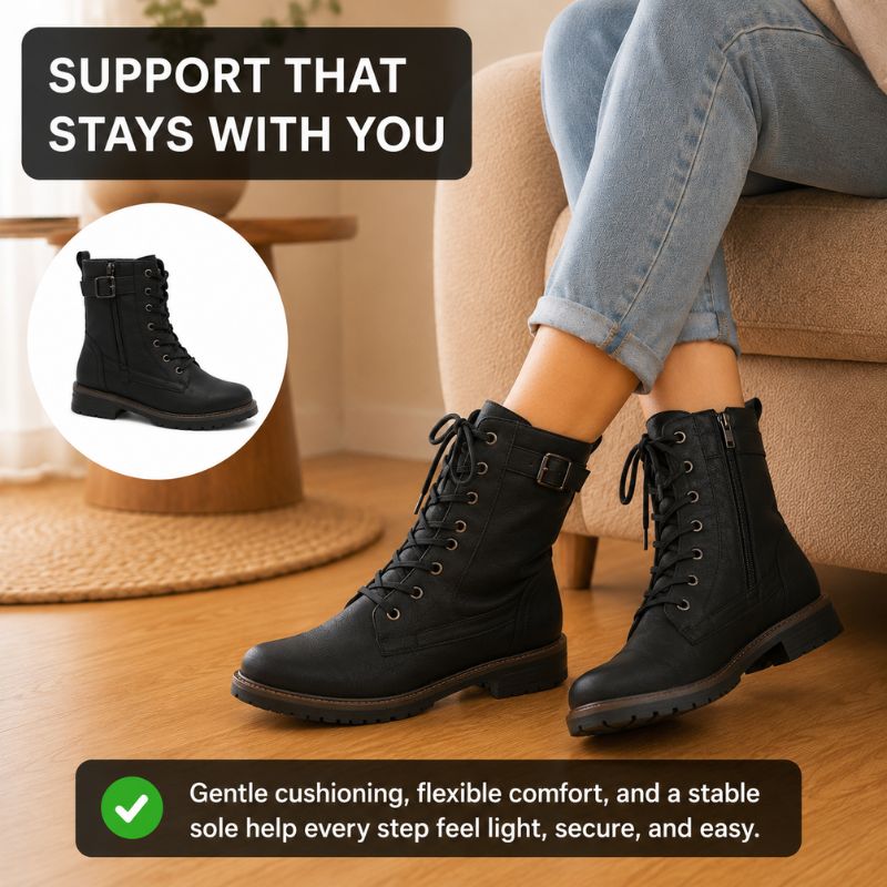 Giselle | Orthopedic Women痴 Lace-Up Side-Zip Western Boots