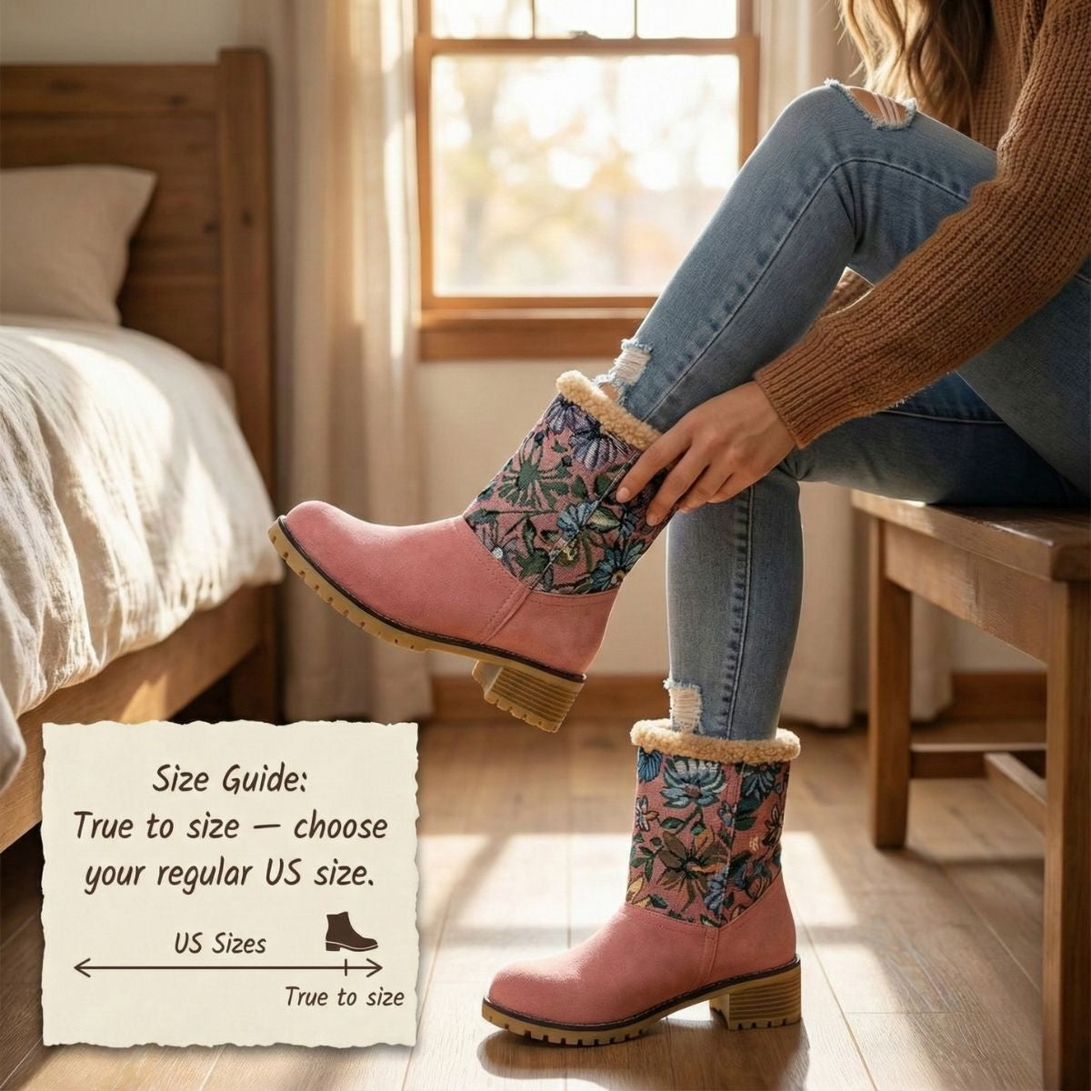 Grace | Embroidered Mid-Calf Winter Boots