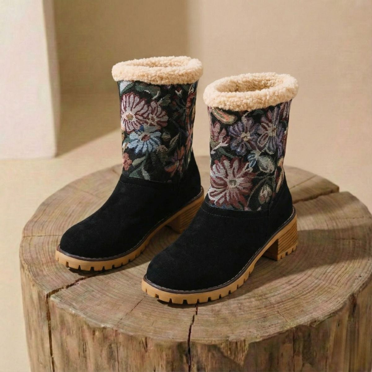 Grace | Embroidered Mid-Calf Winter Boots
