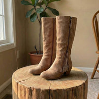 Orthopedic Suede Knee-High Boots - Front Zipper Design