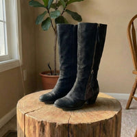 Orthopedic Suede Knee-High Boots - Front Zipper Design