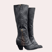 Orthopedic Suede Knee-High Boots - Front Zipper Design