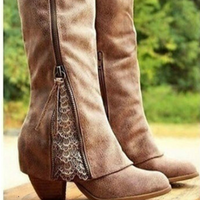 Orthopedic Suede Knee-High Boots - Front Zipper Design