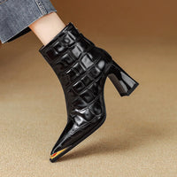 Marcella Croc Genuine Leather Boots