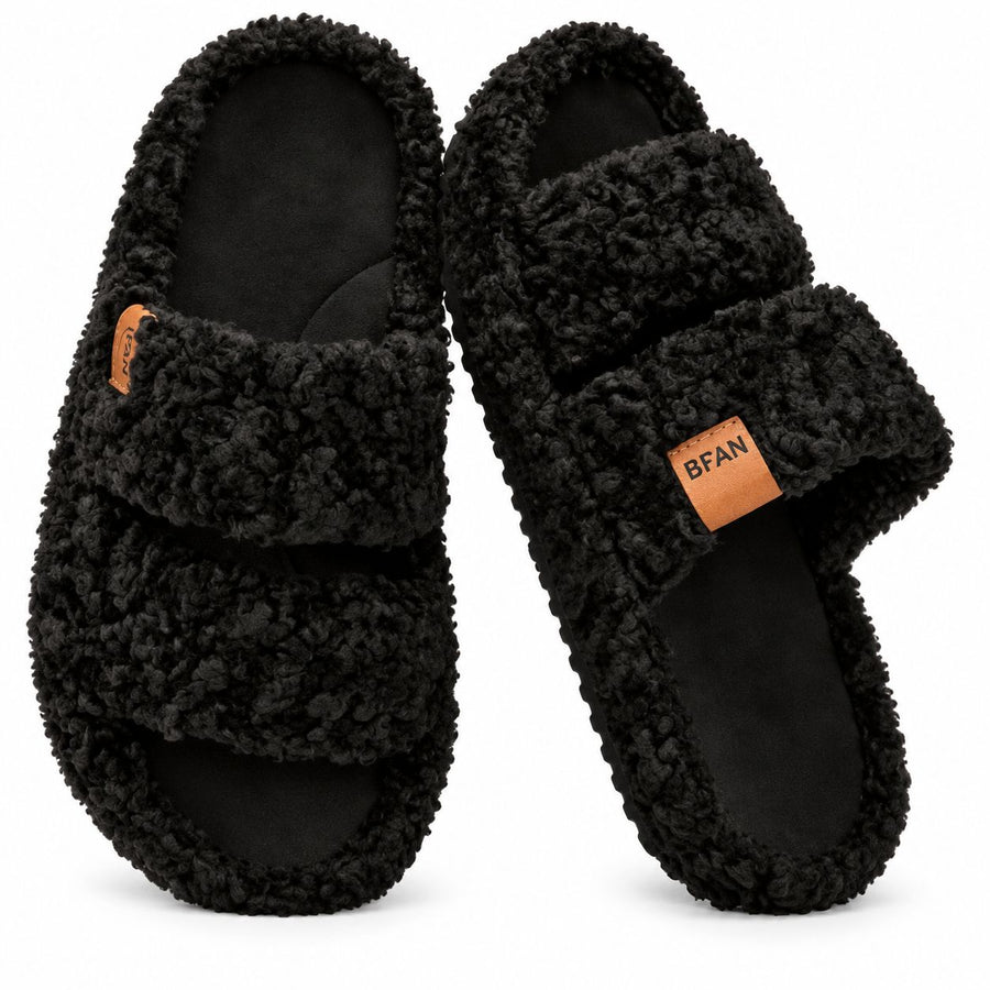 Memory Foam Open Toe Fuzzy Slippers