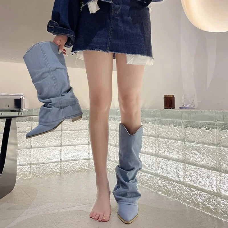 Kimberly | Denim Knee-High Women's Boots