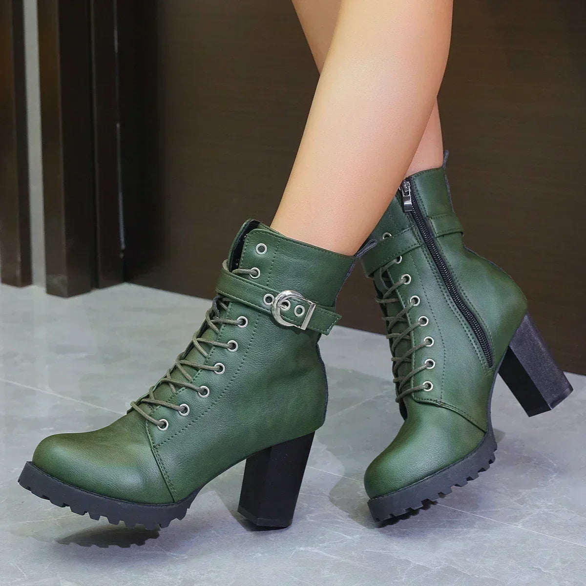 Jenny | Women’s Trendy Zip Ankle Boots With Lace