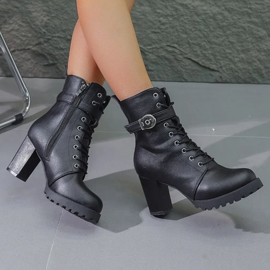 Jenny | Women’s Trendy Zip Ankle Boots With Lace