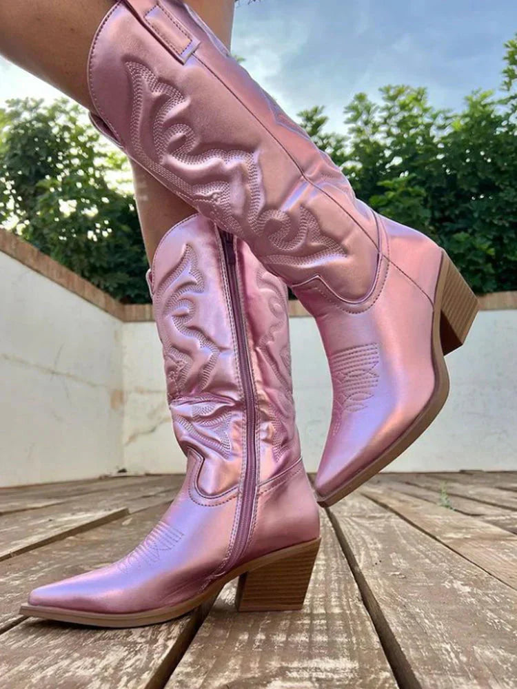 Clara | Women’s Shiny Western-Style Boots