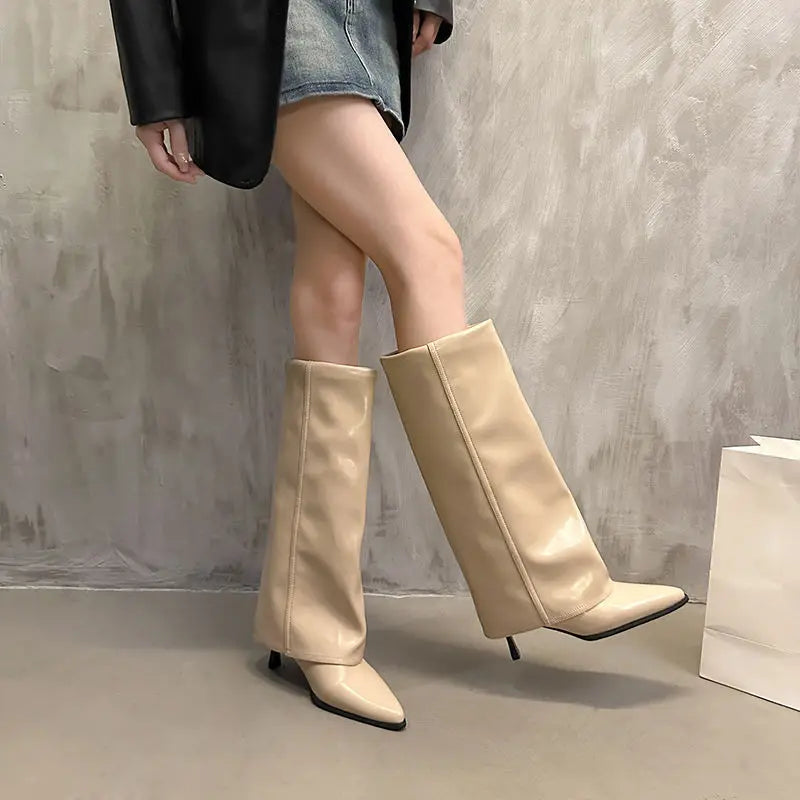 Morgan | Women’ s Leather Thigh-High Boots with Buckle