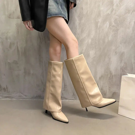 Morgan | Women’ s Leather Thigh-High Boots with Buckle