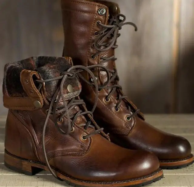Anna | Women's Leather Lace-up Boots With Mid Shaft