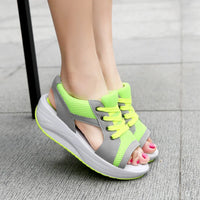 Orthopedic Chunky Wedge Sandals - Lace Up Design