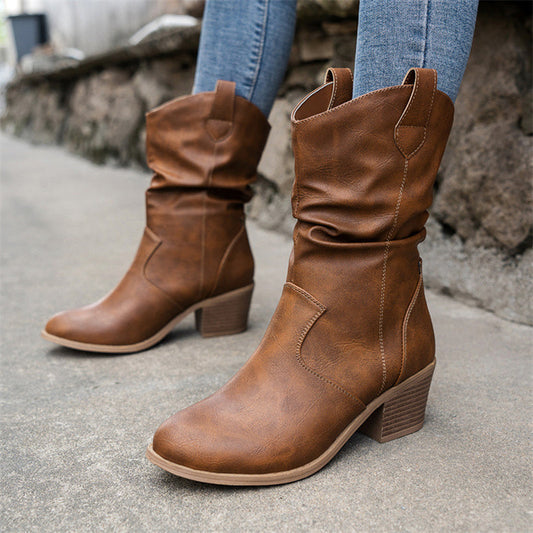 Christina | Women’s Vintage Summer Knight Boots – PU Leather