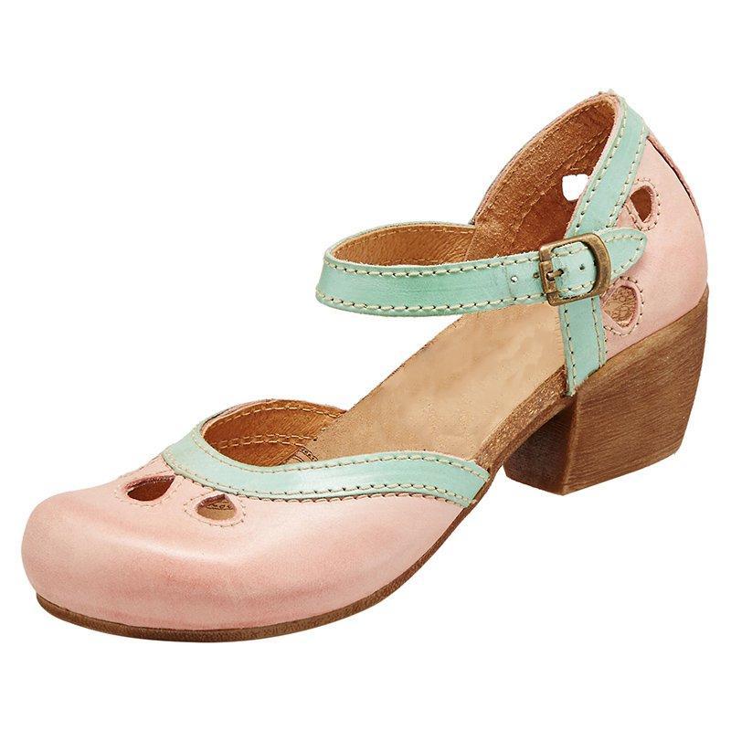 Orthopedic Leather Closed-Toe Wedge Sandals - Ankle Strap Design