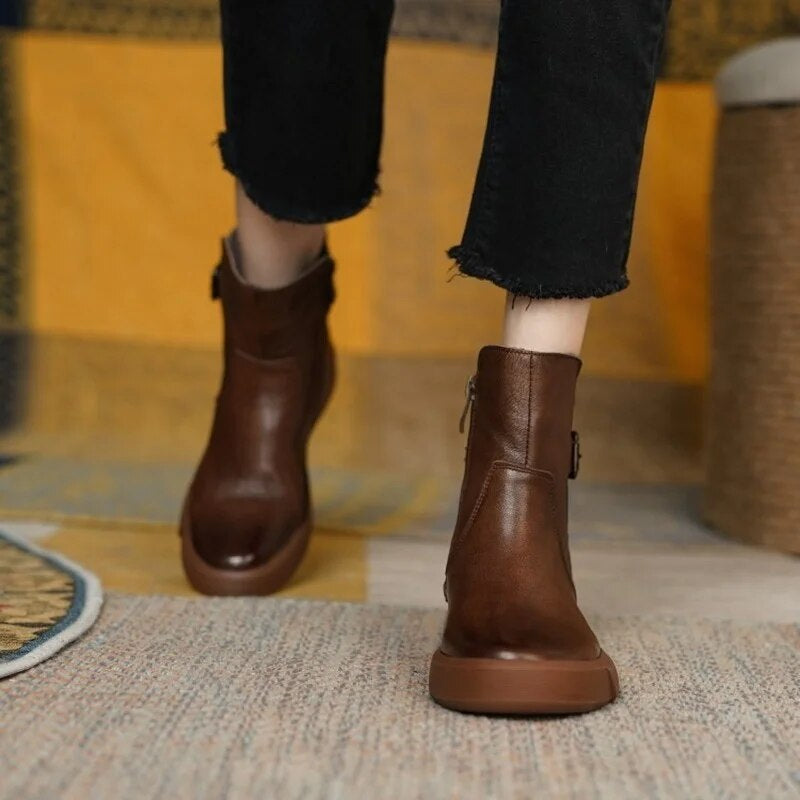 Madison | Women's Leather Buckle Ankle Boots