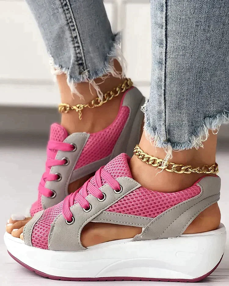 Mila® | Lace-up muffin sandals