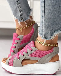 Mila® | Lace-up muffin sandals