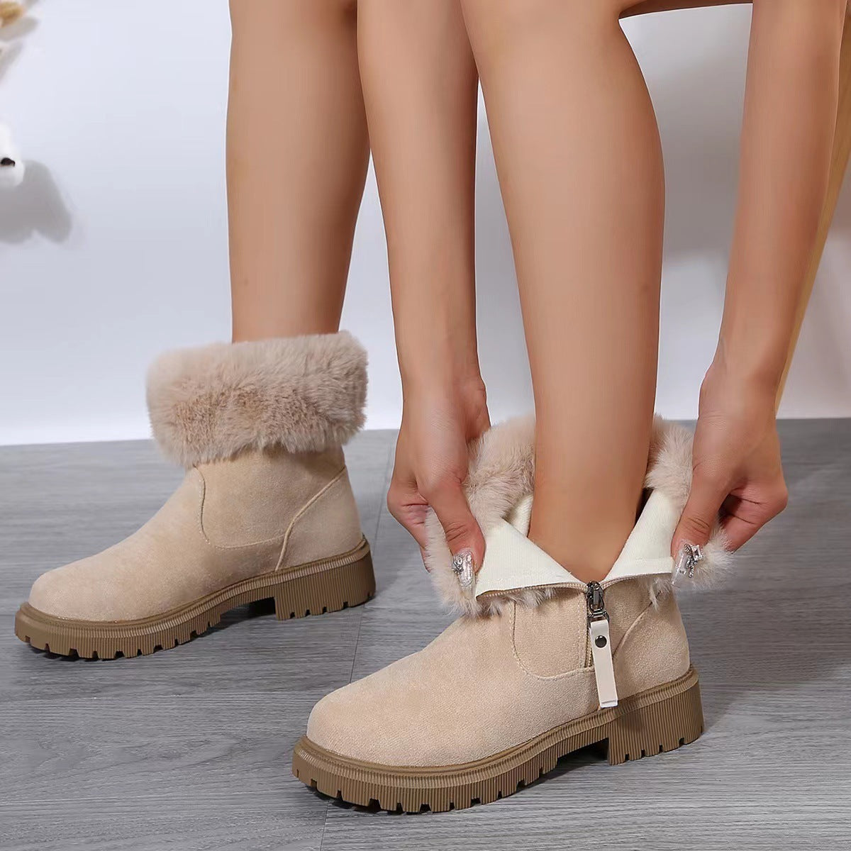 Ruby | Women's Winter Fur-Lined Zipper Boots