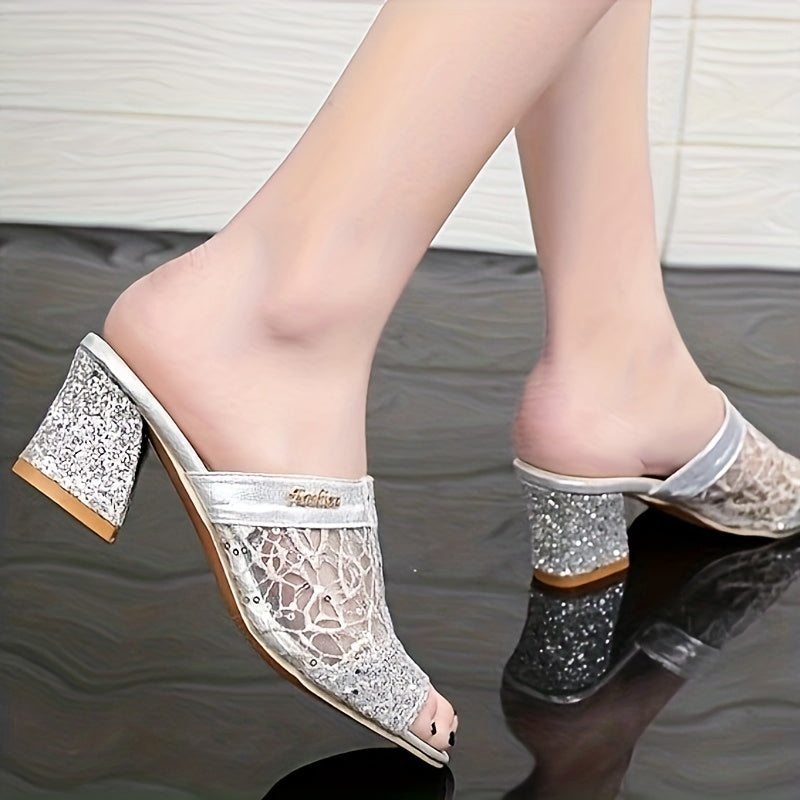 Orthopedic Comfort Wedge Sandals - Rhinestone Slip-On Design