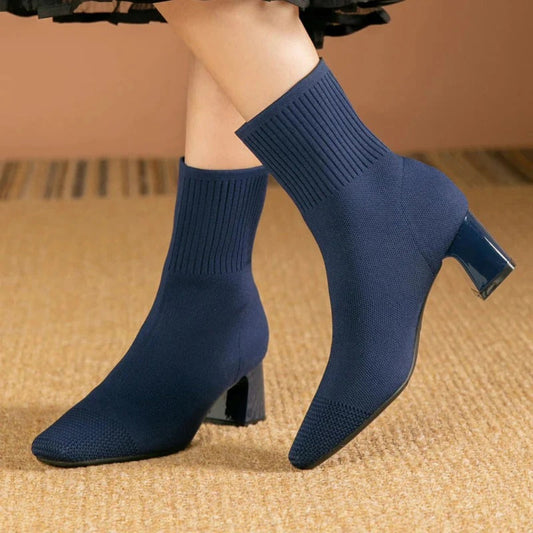 Alana | Women’s Winter Ribbed Knit Ankle Boots