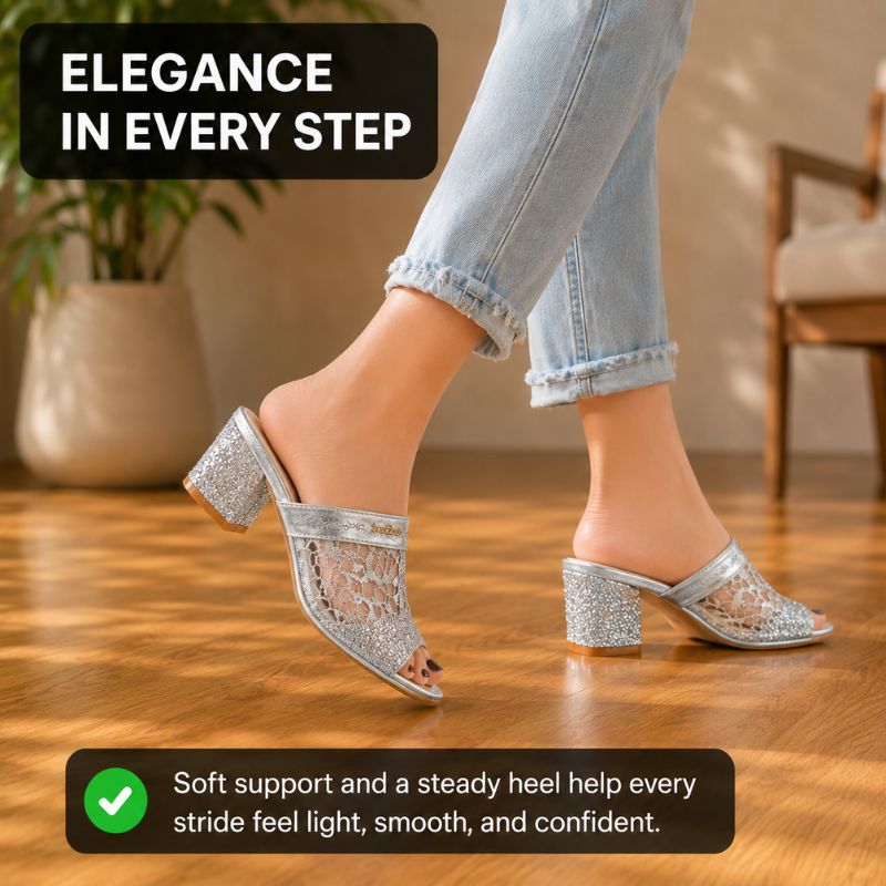Orthopedic Comfort Wedge Sandals - Rhinestone Slip-On Design
