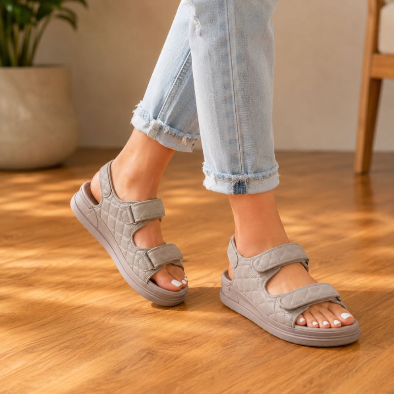Orthopedic Platform Slide Sandals - Adjustable Double Strap Design