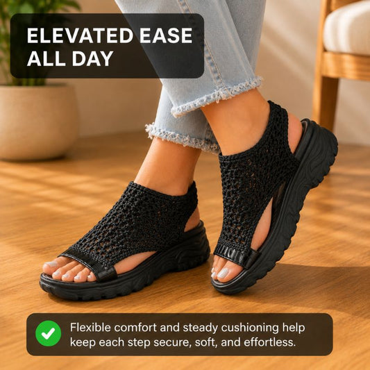 Orthopedic Crochet Platform Wedge Sandals - Open-Toe Cutout Design