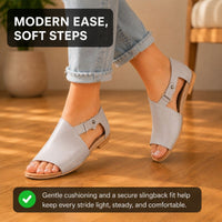 Orthopedic Leather Slide Sandals - Wide Band Open-Toe Design
