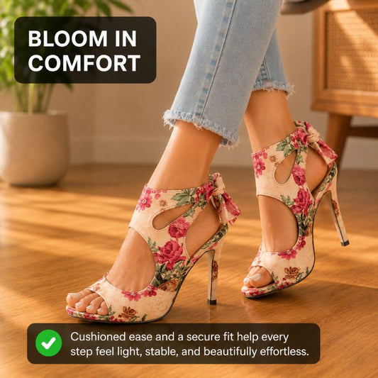Orthopedic Heeled Sandals - Lace-Up Ankle Strap Design