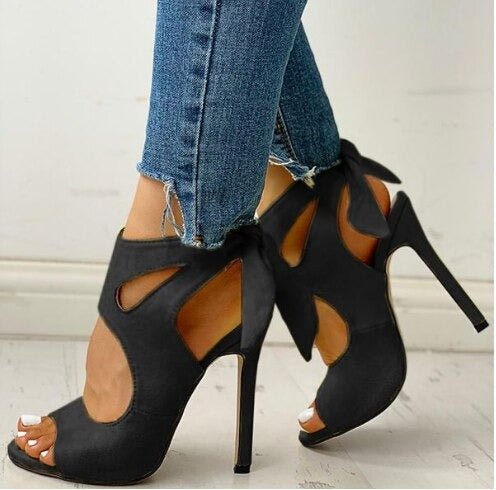 Orthopedic Heeled Sandals - Lace-Up Ankle Strap Design